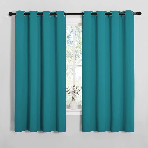 NICETOWN Blackout Curtains - Thermal Insulated Room Darkening Panels for Kids' Bedroom | Peacock Teal, 68" Length (2 Pieces)