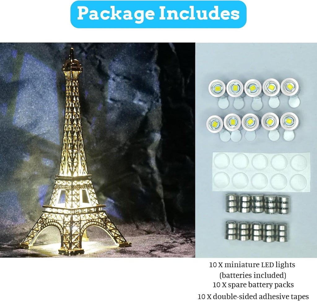 Skiennix Mini LED Lights - 10 PCS Battery Operated Tiny SMD Spotlights for DIY Crafts | Cool White