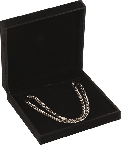LAODA Big Necklace Chain Jewelry Gift Box Soft Touch Premium Velvet Material Choker Necklace Storage Holder Box for Women Men Size 6.4"(W)*6.4"(D)*1.5"(H) (1, Black)