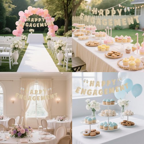 SerpizePaty Engagement Party Decorations, Pre-Strung Happy Engagement Banner, Glitter Just Engaged Banner with Glass, Couples Shower Decorations For Happy Wedding Reception Sighs Photo Props Backdrop