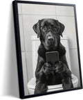Funny Labrador Dog Canvas Print - Cute Bathroom Wall Art | 8x10 Inch Framed Decor