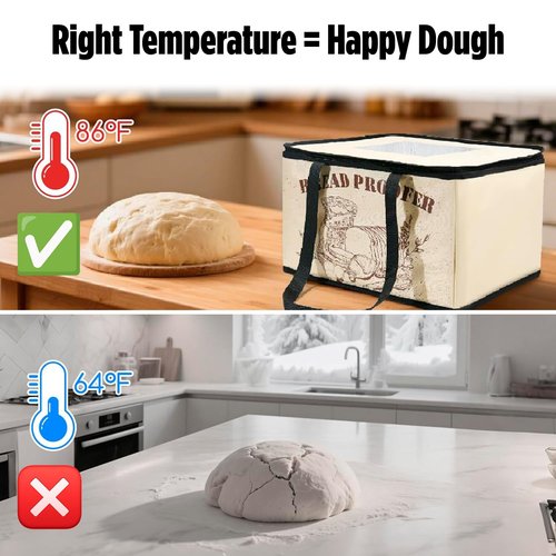 Folding Bread Proofing Box with Temperature Control (50–113℉) & 12H Timer – Compact Dough Proofer with Remote Control, Space-Saving 5-Layer Insulated Fabric, Ideal for Sourdough, Bread, Pizza, Yogurt