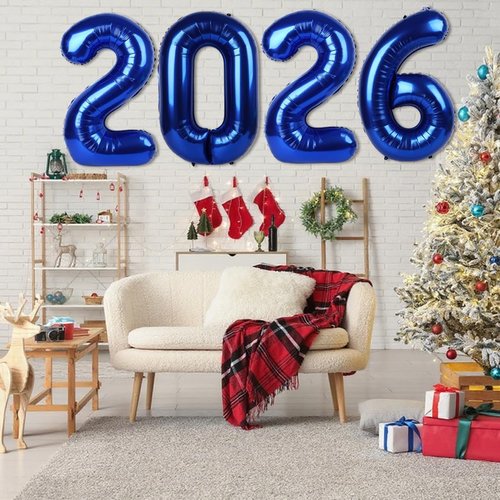 2026 Navy Blue Number Balloon - 40 Inch Celebration Balloon for New Year's Eve & Graduation Parties