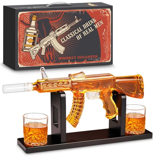 PONPUR Gifts for Men Dad, Whiskey Decanter Set with 2 Glasses, Unique Birthday Anniversary Retirement Gifts for Husband Him Grandpa, Cool Bourbon Scotch Gift for Man Cave Bar Decor
