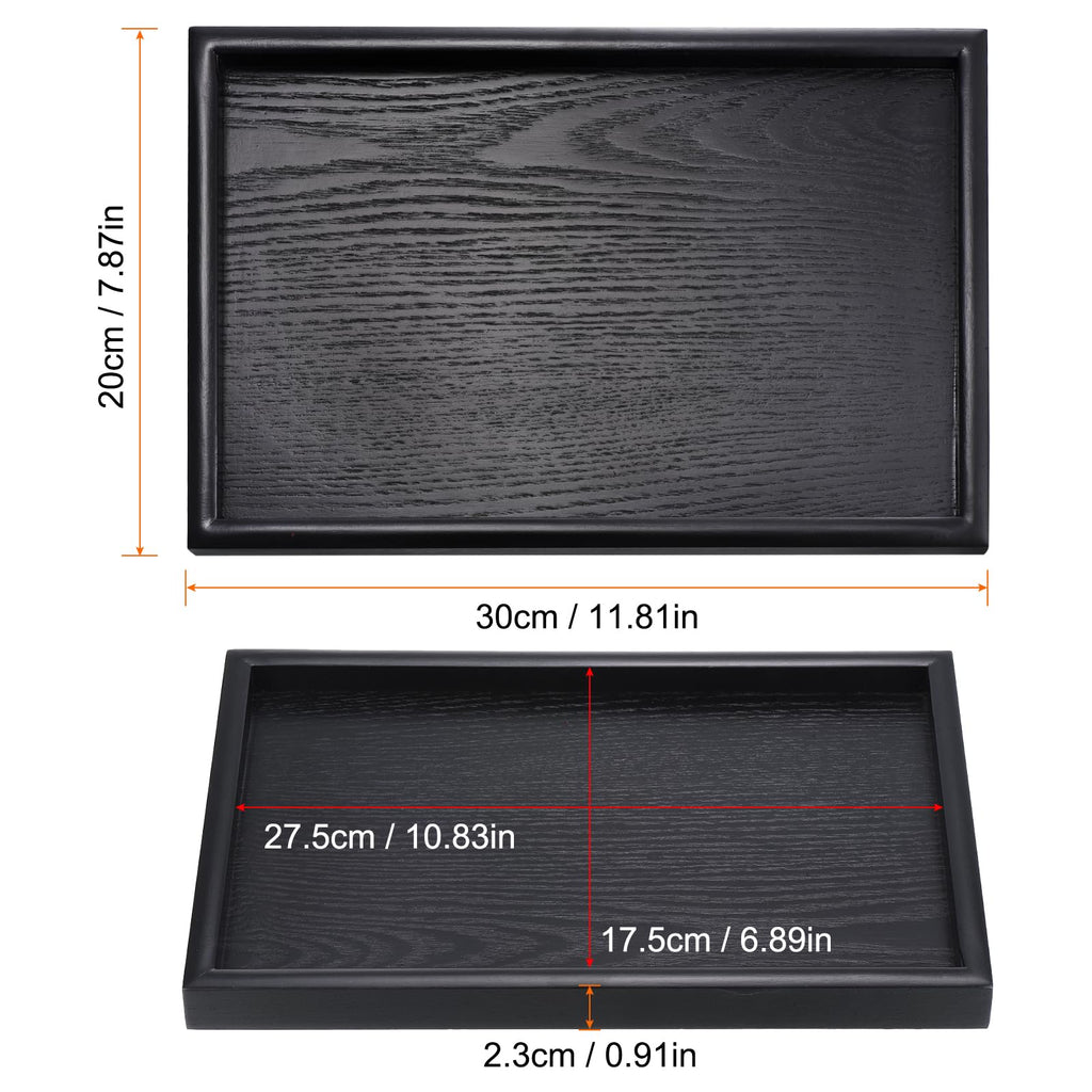 PATIKIL Wood Serving Tray 12x8 Inch Outer Base, Rectangular Decorative Platter for Home Decor Kitchen Table Candle Holder, Black