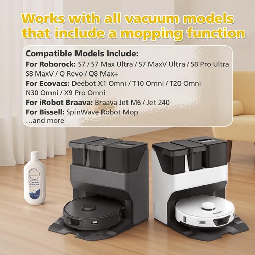 VILLAPOOL 2 Pack Floor Cleaning Solution for Tineco and Robot Vacuums with Mopping, Deep Cleans Multiple Hard Floors for iFLOOR Series, FLOOR ONE S3 / S5 / S6 / S7 / S9 Artist Series Wet Dry Vacuum