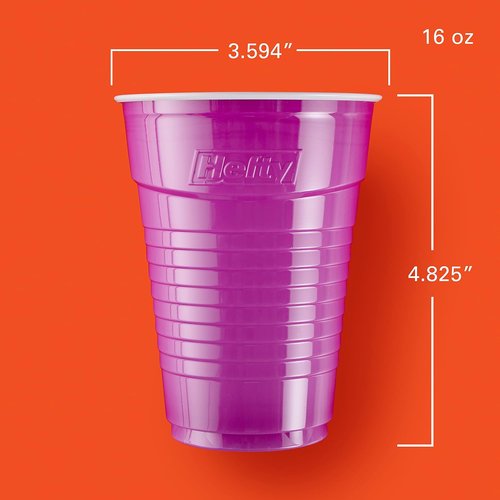 Hefty Party On Disposable Plastic Cups - Assorted Colors, 16 Ounce, 100 Count