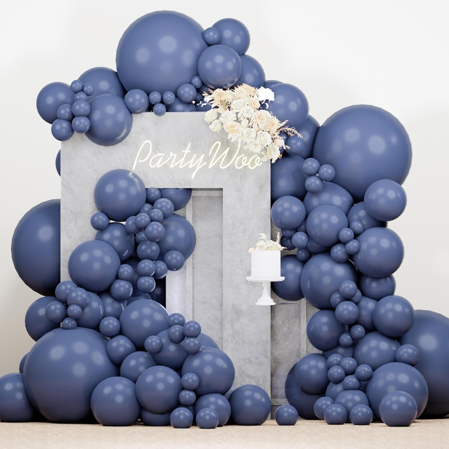 PartyWoo Dusty Blue Balloons - 140-Piece Boho Balloon Arch Kit for Baby Showers & Birthdays | 5-12 Inch Sizes