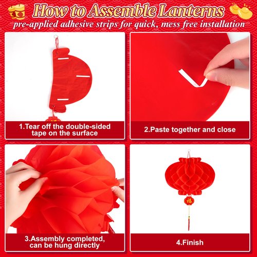 Chinese New Year Decorations 2026 Couplets Set with Free Lucky Tube Lunar New Year of The Horse Decor Kit for Home, Door, Office 16 Pcs