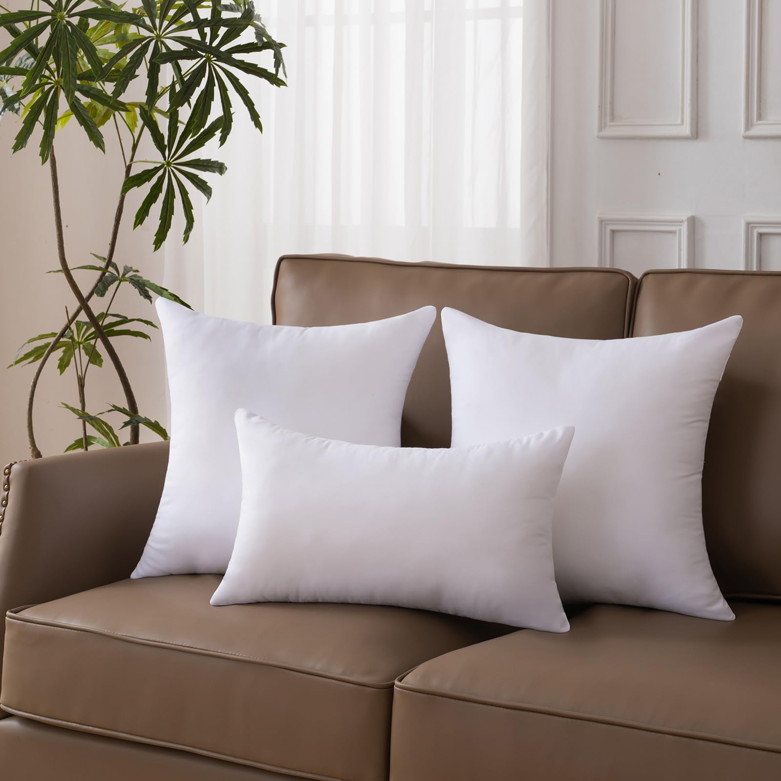 OTPIPCS 20 x 20 Pillow Inserts Set of 4 - Premium Soft and Fluffy 20 Inch Large Sofa Decorative White Square Throw Pillow Inserts Stuffing for Living Room Couch and Bedroom Interior Cushions