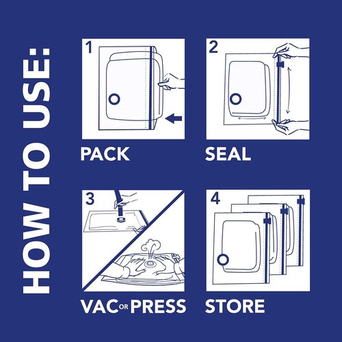 Hefty Shrink-Pak Vacuum Storage Bags - 4 Large Space Saver Bags for Clothes, Pillows & Blankets