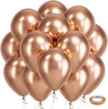 Bezente Rose Gold Metallic Chrome Balloons - 100 Pack of 12-Inch Round Latex for Weddings & Parties