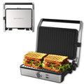 MUBENLIFE Panini Press, Electric Sandwich Press Grill, Open 180 Degrees, Electric Grill Indoor, Perfect for Grilling Sandwich, Steak, Burger, Adjustable Temperature Control, Non Stick Coating,GT60