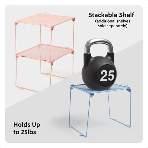 U Brands Mesh Locker Organizer Shelf, 11" x 10" x 8", Peachy Pink, Back to School Essentials, Stackable, Fits Standard Size School Lockers