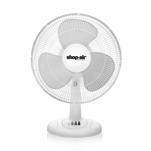 Shop-Air 16" Oscillating Table Fan, 3 Speeds, High-Velocity, Quiet & Powerful Air Circulation, 70° Adjustable Head Tilt,Ideal for Home, Bedroom or Office, White
