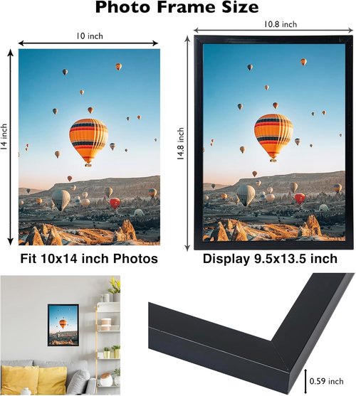 JCJMY Picture Frame - 10x14 Inch Black Frame for 30x40cm Diamond Painting | Durable Wall Hanging Design