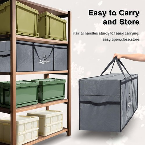 Heavy Duty Christmas Tree Storage Bag by [Brand Name] - 7.5 ft Water Resistant with Dual Zippers & Mesh Pockets (Grey)
