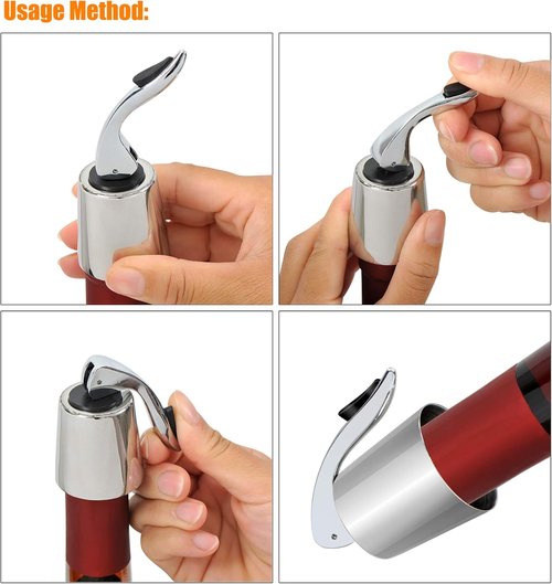 3 Pack Stainless Steel Wine Stoppers, Reusable Wine Bottle Stopper Sealer with Silicone Plug, Beverage and Wine to Keep Fresh, Ideal Gift for Wine Lover