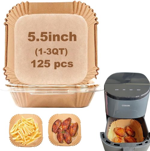 Cosori Small Air Fryer Liners - Disposable 5.5 Inch for 2.1QT, 2.6QT, 3QT & Mini Fryers