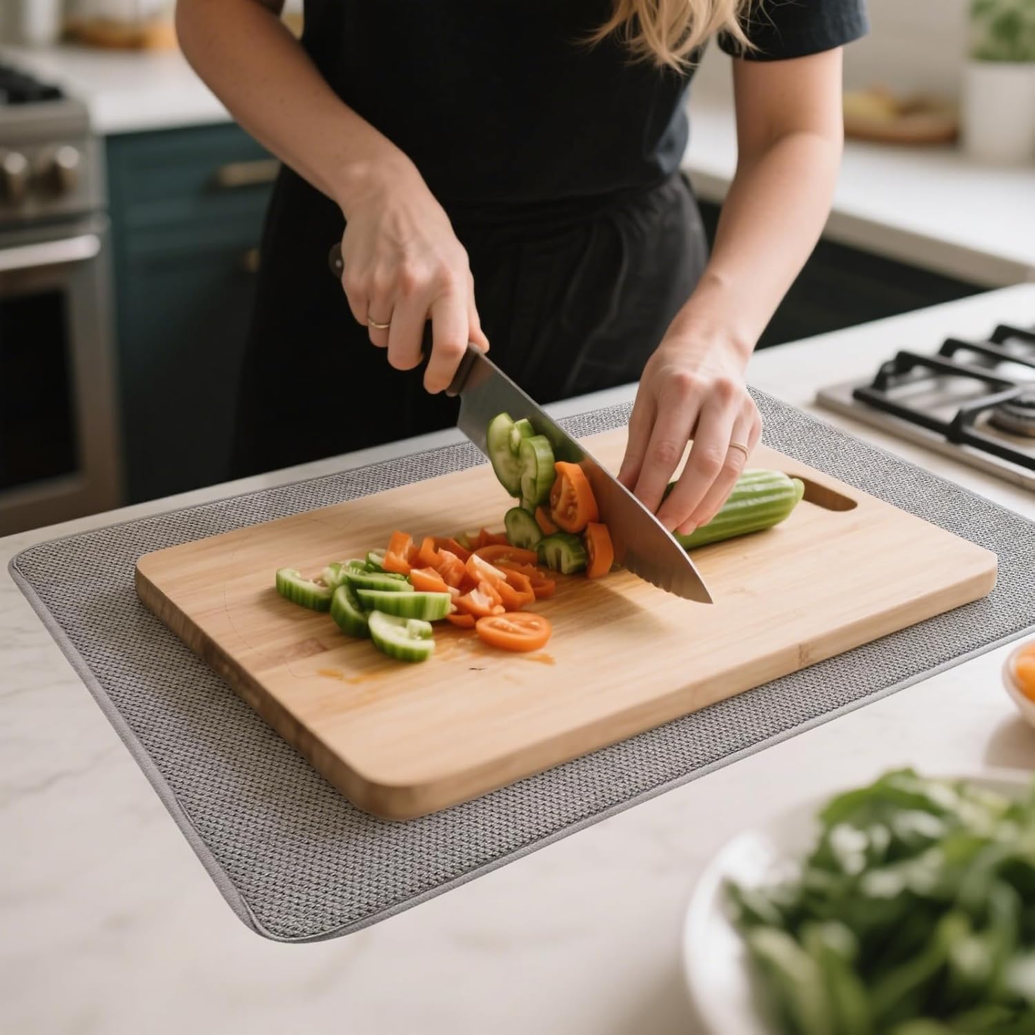 Skiennix XXL Microfiber Dish Drying Mat - 23" x 17" Ultra Absorbent Kitchen Counter Mat | Grey