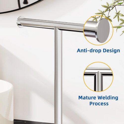 RUACQ T-Shape Hand Towel Holder Stand, 12inch Weighted Base Towel Rack, Countertop Towel Holder for Bathroom, 304 Stainless Steel, Heavy Duty (Chrome)