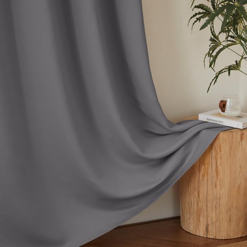 KGORGE Grey Blackout Curtains 2 Pcs, Window Drapes Flaw 52 W x 54 L for Living Room, Meeting Room, Modern Thermal Insulated Room Darkening Drapes for Home Office Kids Bedroom Decoration