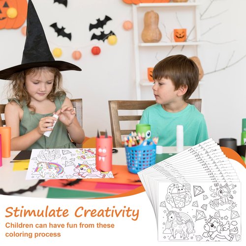 500 Pcs Disposable Paper Placemats Coloring Activity Sheets Paper 14"x10" Table Mats Disposable Dining Table Placemats Unicorn Coloring Placemat for Restaurant Thanksgiving Christmas Party DIY