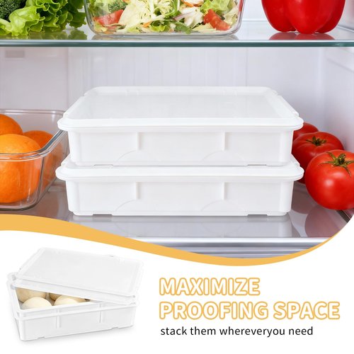 Pizza Dough Proofing Box - Stackable Commercial Quality Trays with Covers (17.7 x 12.6 Inches) - 2 Trays and 2 Covers Perfect as a Bread Proofing Box and Dough Container - Pizza Storage Container