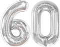 Silver Number 60 Balloon - 40 Inch Metallic 60th Birthday Decoration for Men & Women