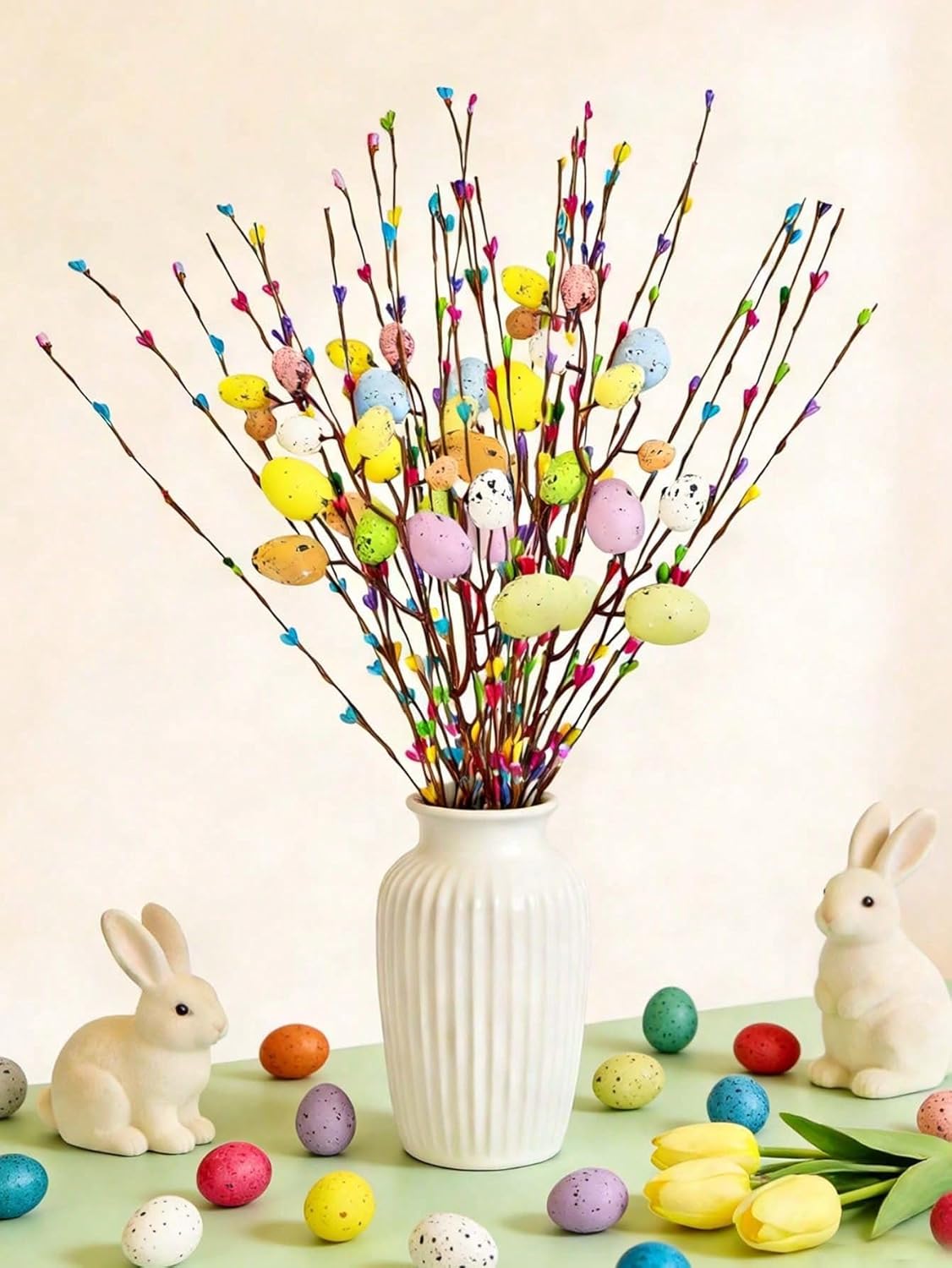 Skiennix 13PCS Artificial Easter Spray Vines - Pastel Eggs & Berries for Spring Decor