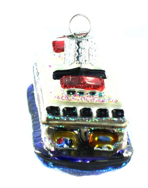 Old World Christmas Ferry Glass Blown Ornament for Christmas Tree, Handcrafted Holiday Decoration, Boating Collection