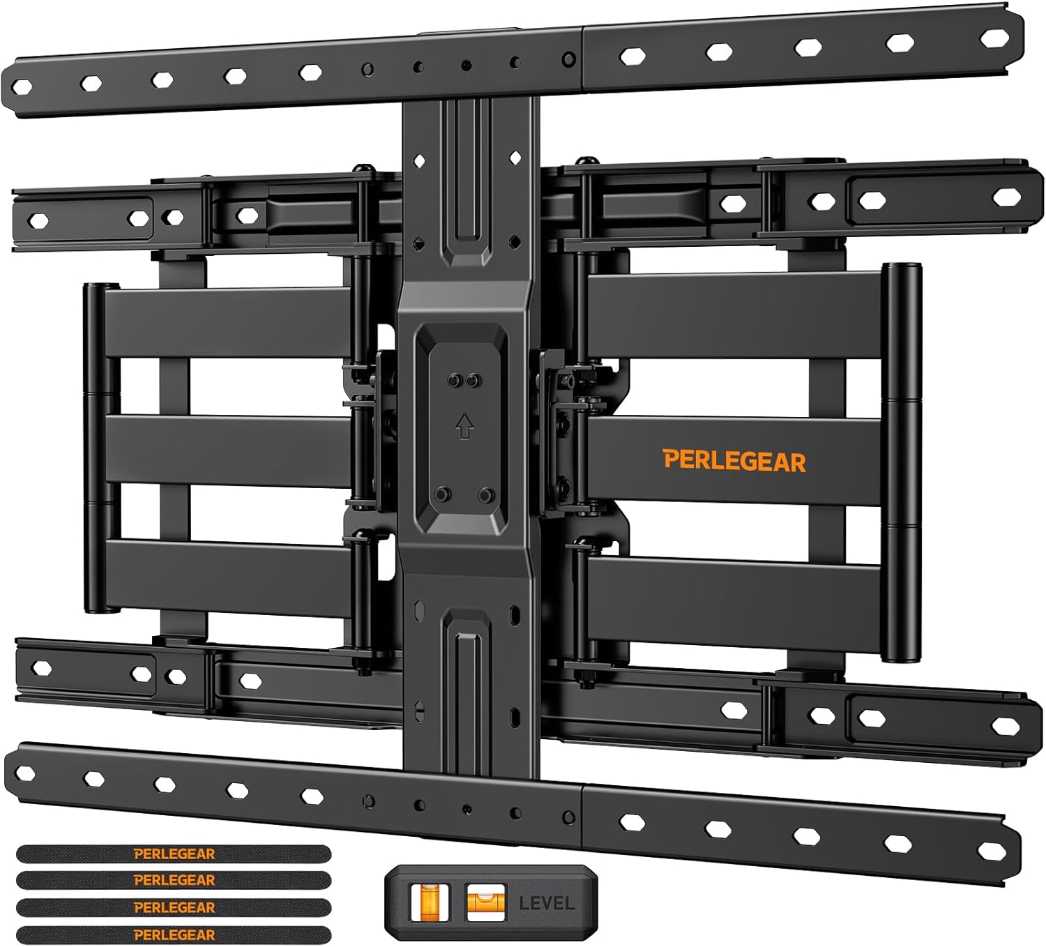 Perlegear Ultra Slim TV Wall Mount - Full Motion Bracket for 42-90" TVs | Fits 16"/24" Studs, Max VESA 600x400mm, Holds 132lbs