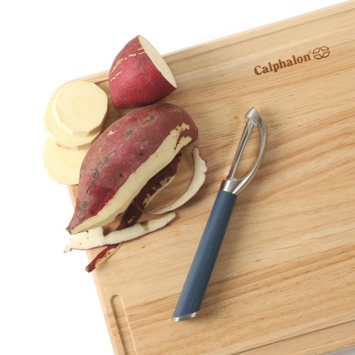 Calphalon Edge Stainless Steel Straight Vegetable Peeler w/Thermoplastic Rubber Handle - Navy Blue