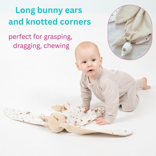 Gender Neutral Baby Gift – Bunny Lovey Security Blanket, Soft Bunny Baby Blanket for Infants & Toddlers, Soft Cuddly Snuggle Toy for Boys or Girls, Big Size 16in