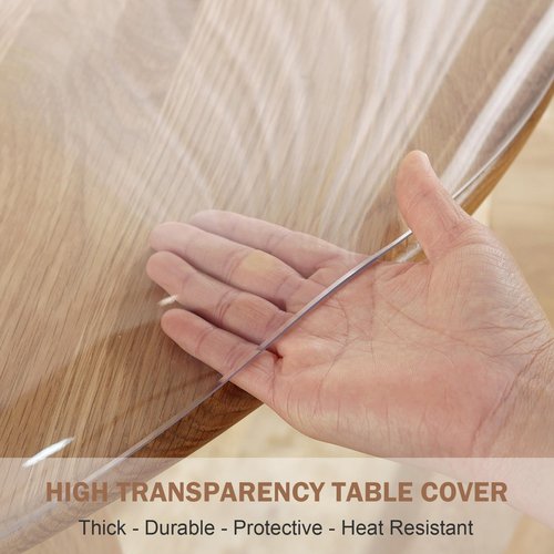 LovePads Round Clear Table Cover Protector 41 Inch, 2mm Thick Table Protector for Dining Room, Waterproof Plastic Cover PVC Vinyl Tablecloth, Circle Tabletop Protective Pad for Furnture Surface