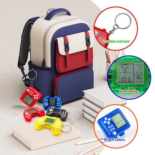SSRMX 18Pcs Video Game Party Favors for Kids, Arcade Video Game Birthday Supplies Mini Gamer Console Keychain Classroom Prizes for Boys and Girls