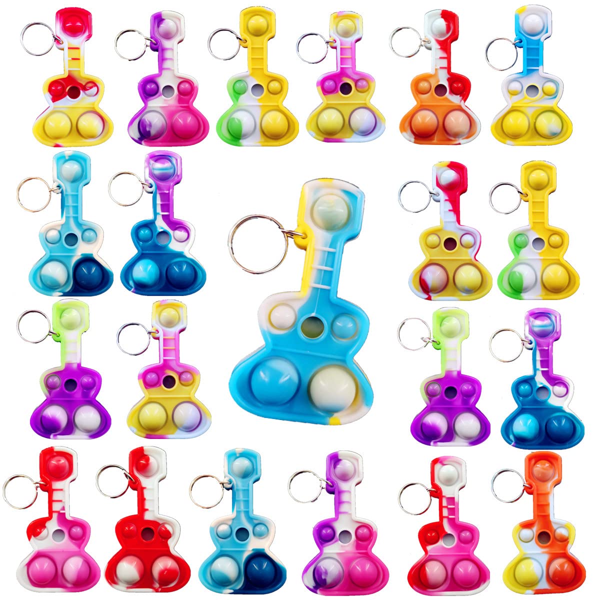 (Students Birthday Gifts and Party Favors) 30 Packs Guitar Bulk Mini Pop for Adult Kids,Cool Shape Sensory Small Bubble Fidget Classroom Supplies