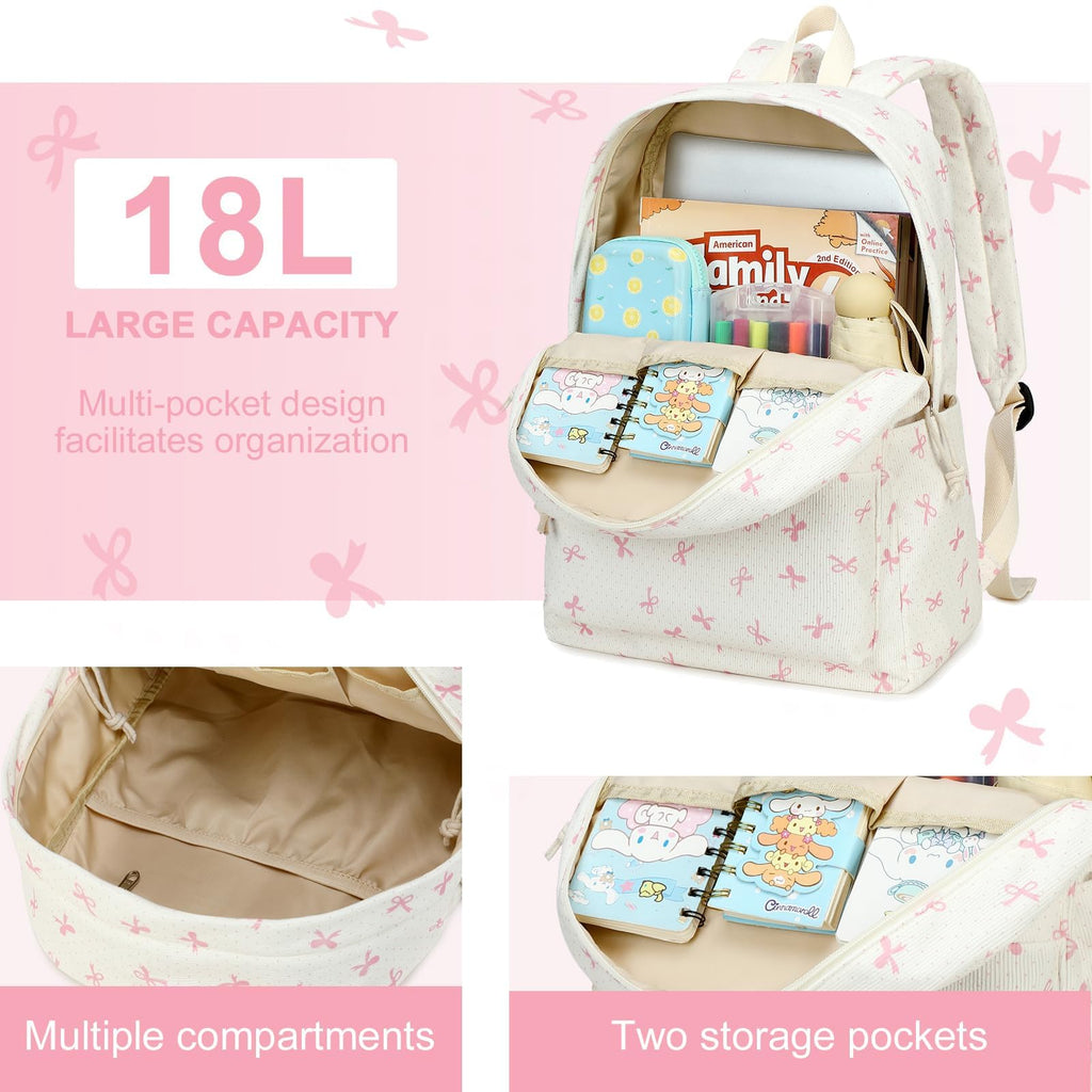 LEDAOU Backpack for Girls, 17" Kids Backpack for Girls Age 8-15, Corduroy Elementary Middle School Women Laptop Backpacks
