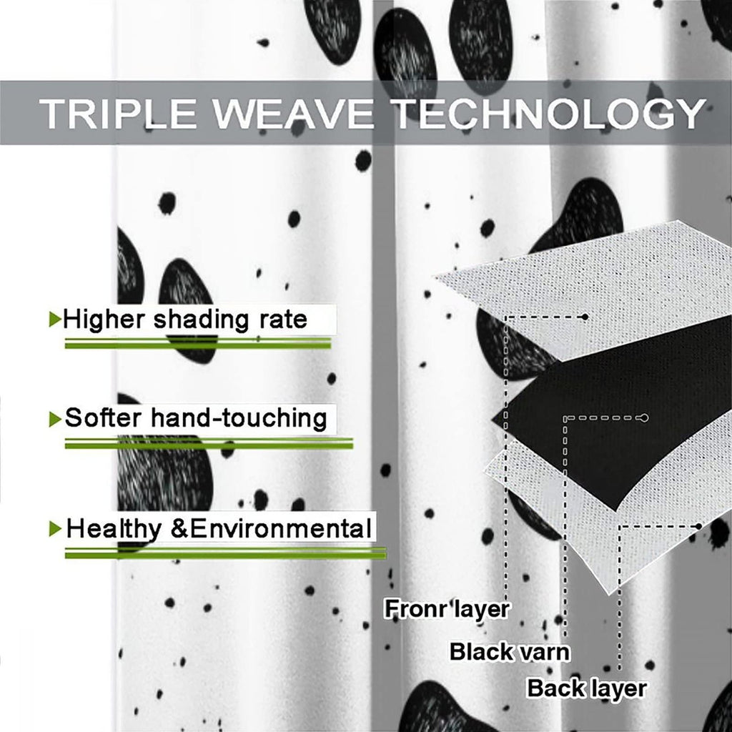 GoDazzling Dog Blackout Windows Curtains, Black Cartoon Dog Paw Print Cute Animal Curtain, for Kids Boys Girls Cute Animals Cartoon for Living Room 42x63in 2 Panels