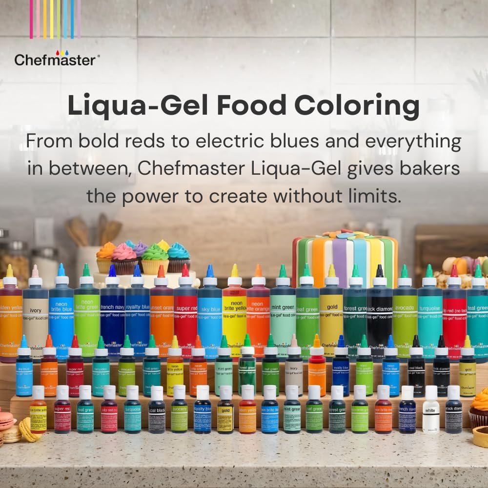 Chefmaster Xmas Red Liqua-Gel® Food Coloring - Vibrant, Fade-Resistant Dye for Icing & Fondant | 10.5 oz