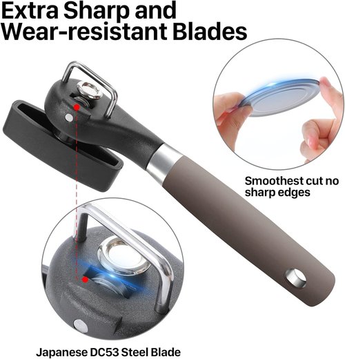 Beneno Can Opener - Manual Side Safe Cut with Smooth Edge, Durable Blade & Comfortable Handle | Brown