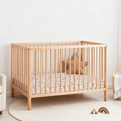 lulumoon Fitted Crib Sheets 2-Pack: Soft Muslin Cotton for Standard Crib - Boho Floral Print for Baby Girls Nursery Bedding & Gift
