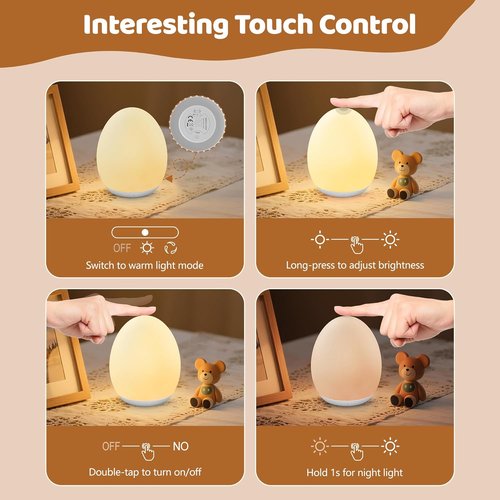 MediAcous Night Light - Soft Silicone Touch Lamp with 7 Color Options & Dimmable Feature | Ideal for Nursery