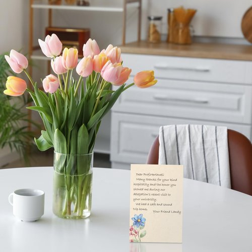 Spiareal 100 Pcs Blank Note Cards 4 x 6 in Blank Decorative Notecards Index Cards Bulk Thank Greeting Notecards for DIY School Office Wedding Baby Shower(Kraft Paper,4 x 6 in,Floral)