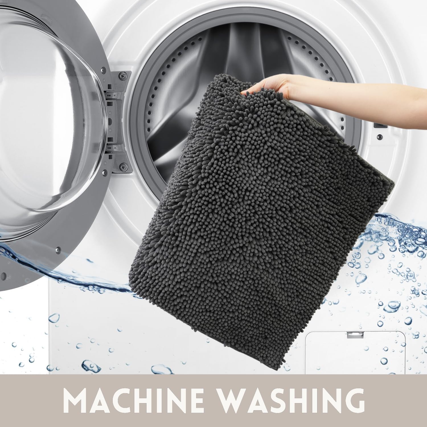 Skiennix Bathroom Rug Set - Extra Thick & Absorbent Non-Slip Design | Dark Grey, 2-Piece Set