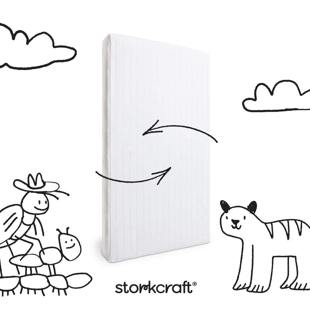 Storkcraft 6-Inch Water-Resistant Grow-with-Me Crib & Toddler Mattress — GREENGUARD Gold Certified, Dual-Sided Mattress for Baby Cribs & Toddler Beds, Durable Water-Resistant Cover, Made in The USA