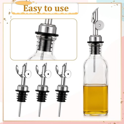 12 Pack Olive Oil Dispenser Spout Speed Liquor Pour Spout with Flip Top Stainless Steel Pour Spouts for Bottles Weighted Liquor Pours Spouts with 12 Adapters for Large Neck Bottles