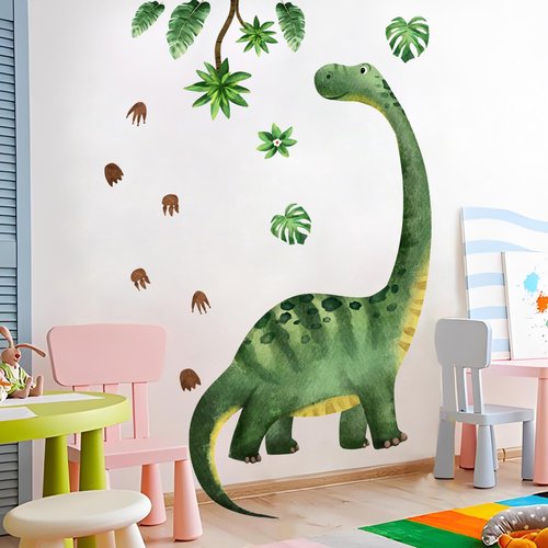 AOLTNRC Dinosaur Wall Decals for Boys Room, Large Dino Footprints Wall Stickers, Peel and Stick Kids Baby Nursery Wall Decor Murals Bedroom Home Decor (Green)