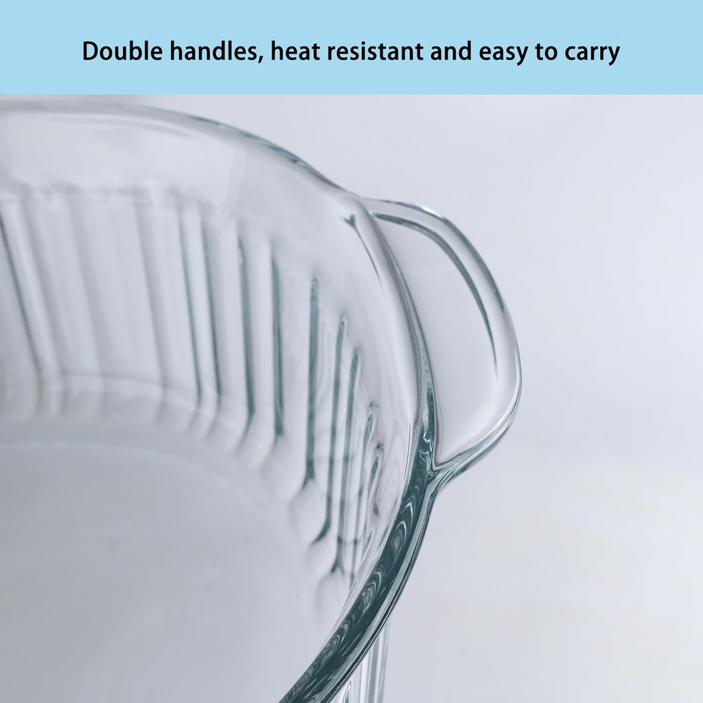 Skiennix Casserole Dish With Lid - 3Qt Clear Oval Glass Baking Dish for Cooking & Serving