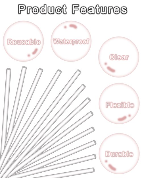 CHELIZIYA 100Pcs Acrylic Cake Pops Sticks, Clear Round Plastic Strip, Acrylic Cake Topper Sticks, Reusable Cocktail Stirrer for Party, DIY Crafts, Decorations (6-inches)
